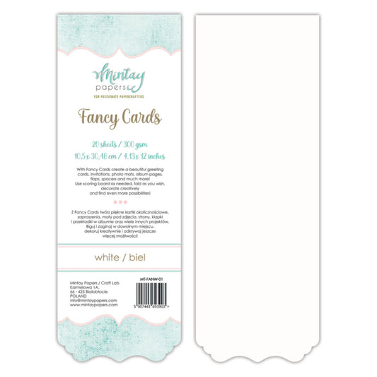 FANCY CARDS - WHITE 01, 20 SHEETS MINTAY