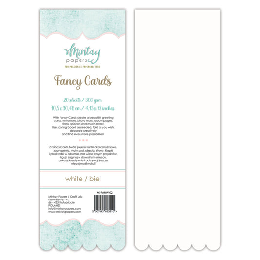 FANCY CARDS - WHITE 02, 20 SHEETS MINTAY