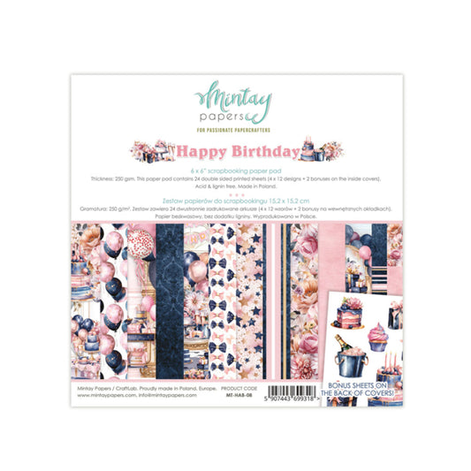 6 X 6 PAPER PAD - Happy Birthday MINTAY PAPERS