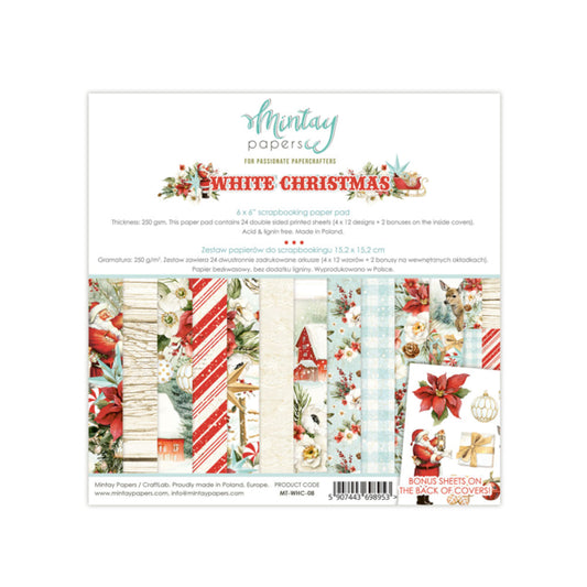6 X 6 PAPER PAD - WHITE CHRISTMAS MINTAY PAPERS