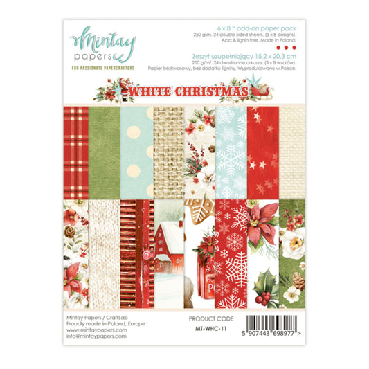 6 X 8 ADD-ON PAPER PAD - WHITE CHRISTMAS MINTAY PAPERS