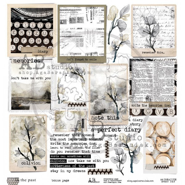 "In the past"- scrapbooking paper set 8x 12'x12' + bonus - AB STUDIO