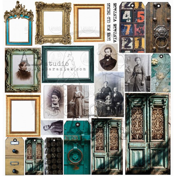 "Love for old things"-scrapbooking paper set 8x 12'x12' + bonus page - AB STUDIO