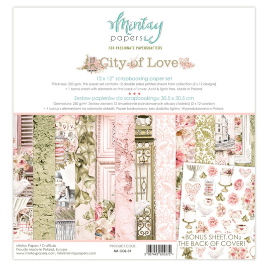 12 X 12 PAPER SET - CITY OF LOVE MINTAR PAPERS