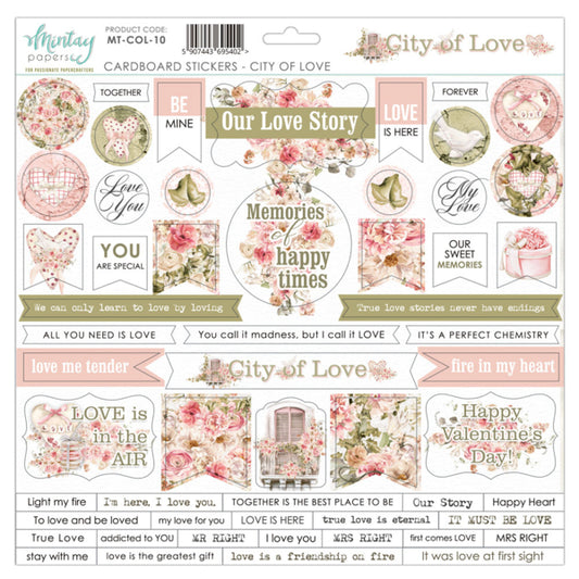 12 X 12 CARDBOARD STICKERS - CITY OF LOVE MINTAY PAPERS