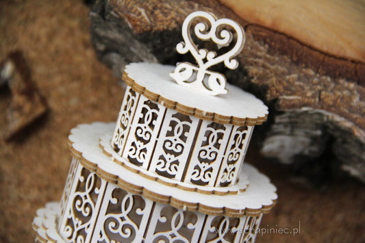 3D Cake with heart - 1/2, decorative ornament, chipboard, Scrapiniec