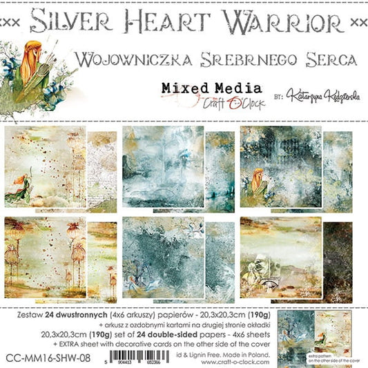 Silver heart warrior - set of paper 20,3x20,3cm (8'x8'), Craft O'Clock Scrapbooking Paper Pad Scrapbooking