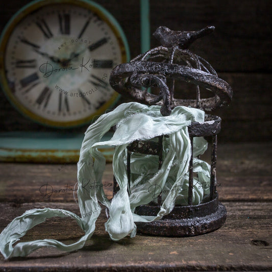 Ribbons Satin - DIRTY MINT - 57 , Vintage shabby chic ribbon, Gift Wrap - Craft Supply