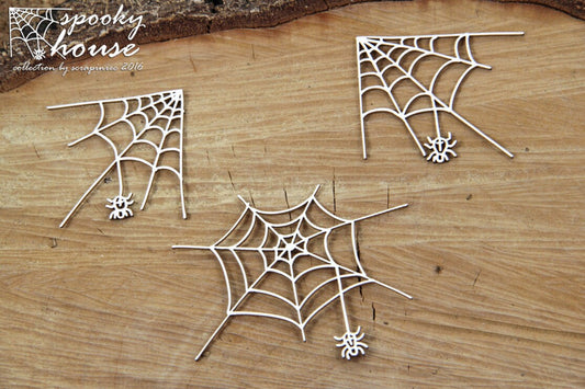 Spooky house - spiders  - decorative ornament, chipboard, Scrapiniec
