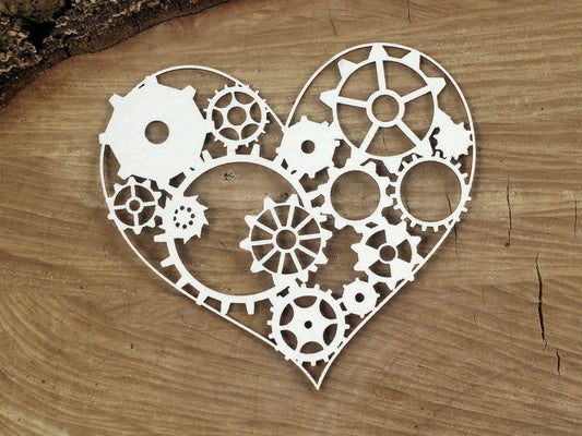Steampunk - Flying hearts - gear heart Decorative heart 9x8cm - decorative ornament, chipboard, Scrapiniec