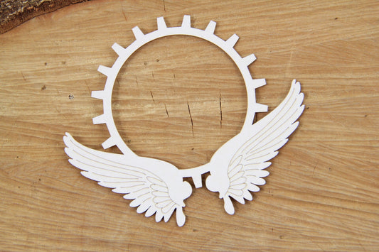 Steampunk - flying hearts - gear in wings - decorative ornament, chipboard, Scrapiniec
