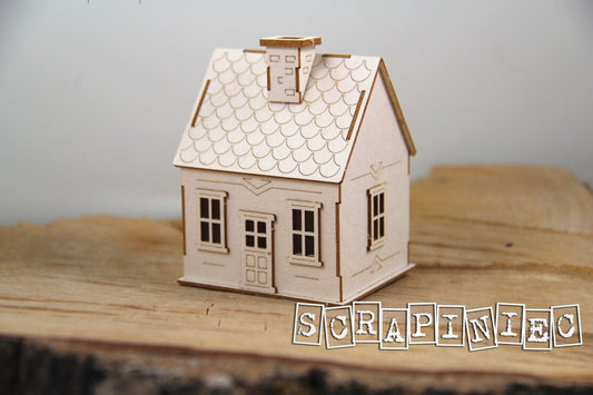 Tiny family house 03 3d - decorative ornament, chipboard, Scrapiniec